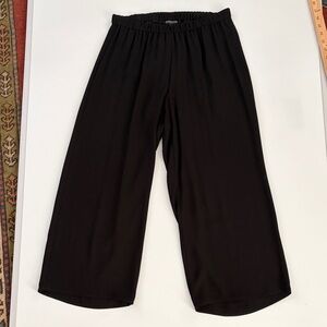 Eileen Fisher Silk Cropped Wide Leg Black Pants Size PS/PP